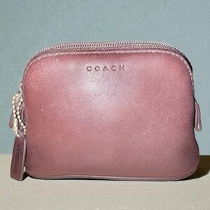 Coach Classic Vintage Dome Blue Leather Legacy Rare Zip Coin Purse Cosmetic Y2K